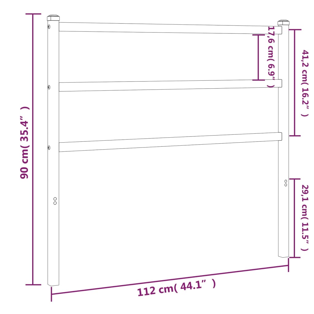 Metal Replace Headboard Black 107 cm