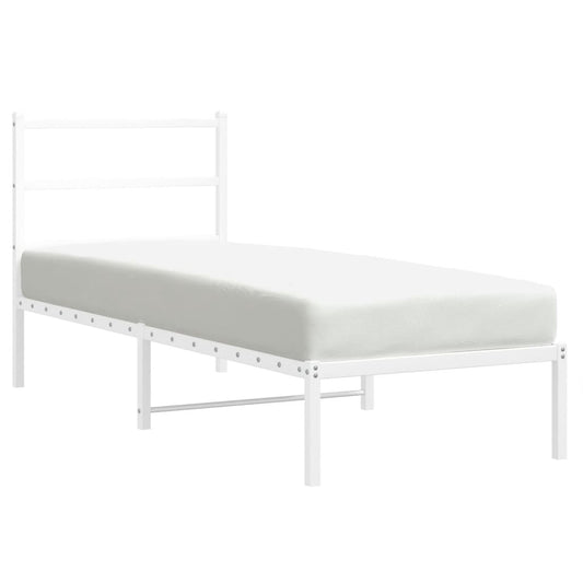 Metal Bed Frame without Mattress with Headboard White 75x190cm Metal Bed Frame without Mattress with Headboard White 75x190cm