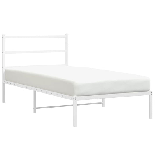 Metal Bed Frame without Mattress with Headboard White 107x203cm Metal Bed Frame without Mattress with Headboard White 107x203cm