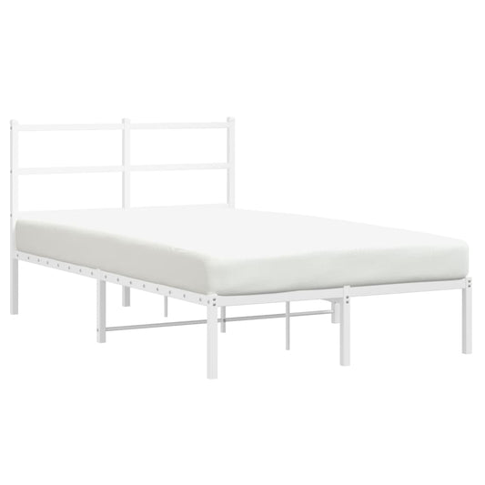 Metal Bed Frame without Mattress with Headboard White 120x190cm Metal Bed Frame without Mattress with Headboard White 120x190cm