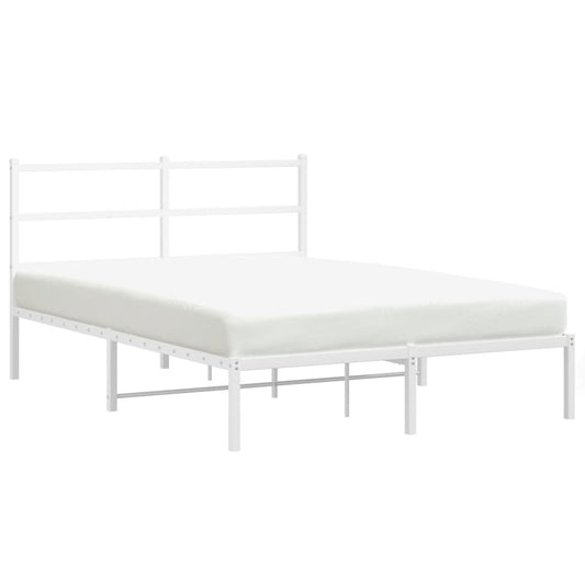 Metal Bed Frame without Mattress with Headboard White 140x190cm Metal Bed Frame without Mattress with Headboard White 140x190cm