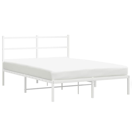 Metal Bed Frame without Mattress with Headboard White 140x200cm Metal Bed Frame without Mattress with Headboard White 140x200cm