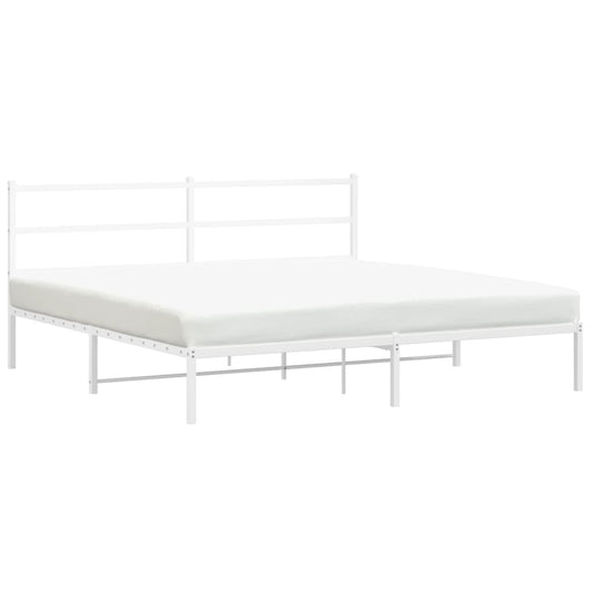 Metal Bed Frame without Mattress with Headboard White 180x200cm Metal Bed Frame without Mattress with Headboard White 180x200cm