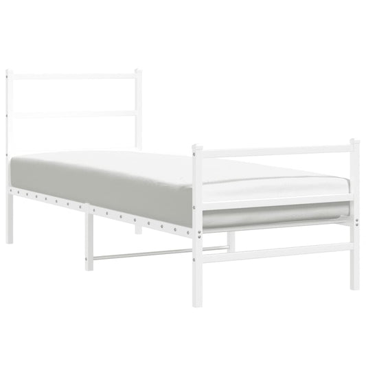 Metal Bed Frame without Mattress with Footboard White 80x200cm Metal Bed Frame without Mattress with Footboard White 80x200cm
