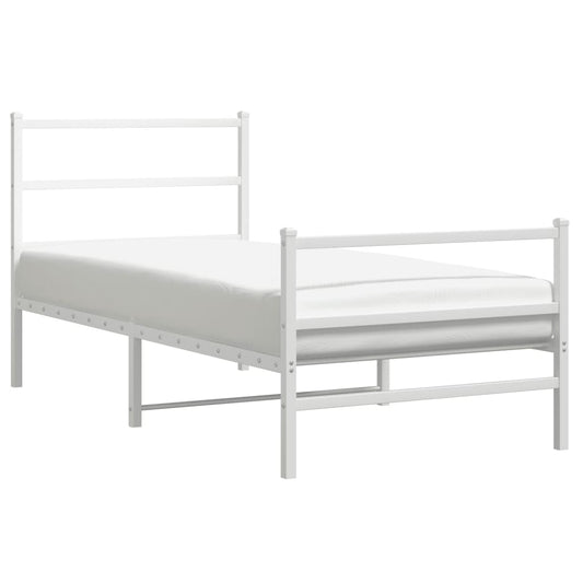 Metal Bed Frame without Mattress with Footboard White 90x190cm Metal Bed Frame without Mattress with Footboard White 90x190cm