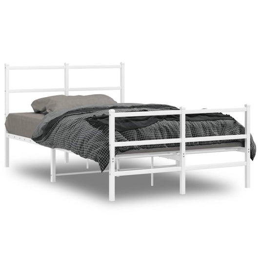Metal Bed Frame without Mattress with Footboard White 120x190cm Metal Bed Frame without Mattress with Footboard White 120x190cm