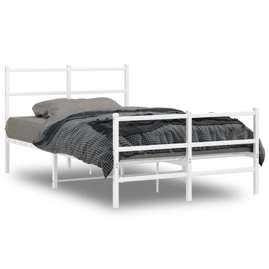 Metal Bed Frame without Mattress with Footboard White 120x200cm Metal Bed Frame without Mattress with Footboard White 120x200cm