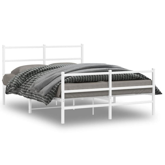 Metal Bed Frame without Mattress with Footboard White 135x190cm Metal Bed Frame without Mattress with Footboard White 135x190cm