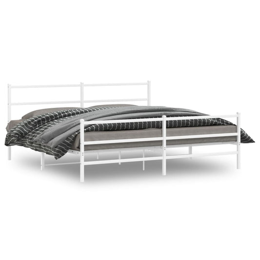 Metal Bed Frame without Mattress with Footboard White 183x213cm Metal Bed Frame without Mattress with Footboard White 183x213cm