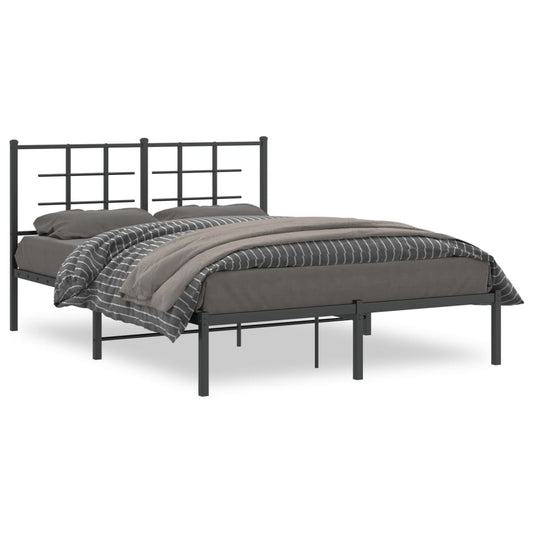 Metal Bed Frame without Mattress with Headboard Black 140x200cm Metal Bed Frame without Mattress with Headboard Black 140x200cm