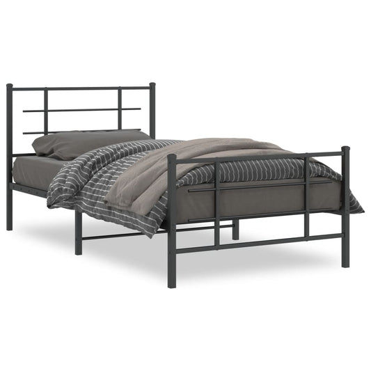 Bed Frame | Black | Powder-Coated Steel | 107x203 cm | Metal Bed Frame Bed Frame | Black | Powder-Coated Steel | 107x203 cm | Metal Bed Frame