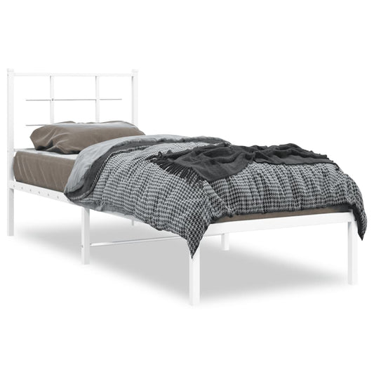 Metal Bed Frame without Mattress with Headboard White 80x200cm Metal Bed Frame without Mattress with Headboard White 80x200cm