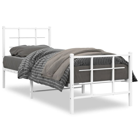 Metal Bed Frame without Mattress with Footboard White 80x200cm Metal Bed Frame without Mattress with Footboard White 80x200cm