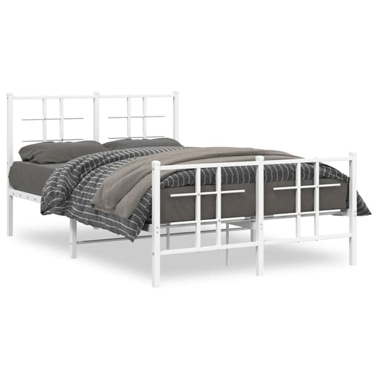 Metal Bed Frame without Mattress with Footboard White 120x200cm Metal Bed Frame without Mattress with Footboard White 120x200cm