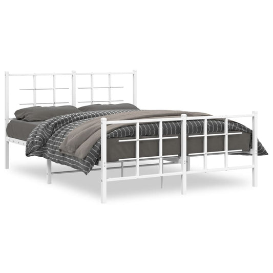 Metal Bed Frame without Mattress with Footboard White 135x190cm Metal Bed Frame without Mattress with Footboard White 135x190cm