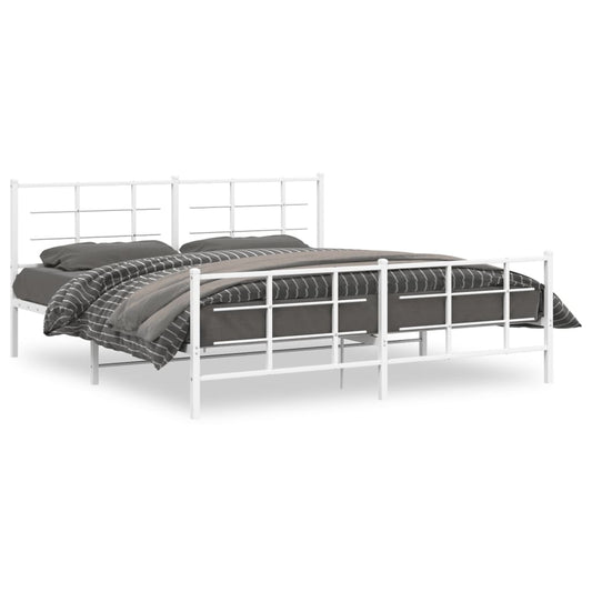 Metal Bed Frame without Mattress with Footboard White 183x213cm Metal Bed Frame without Mattress with Footboard White 183x213cm