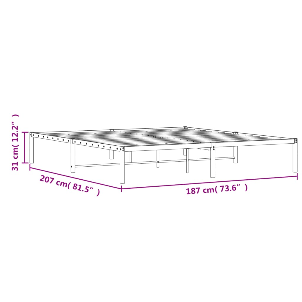 Metal Bed Frame without Mattress Black 180x200cm