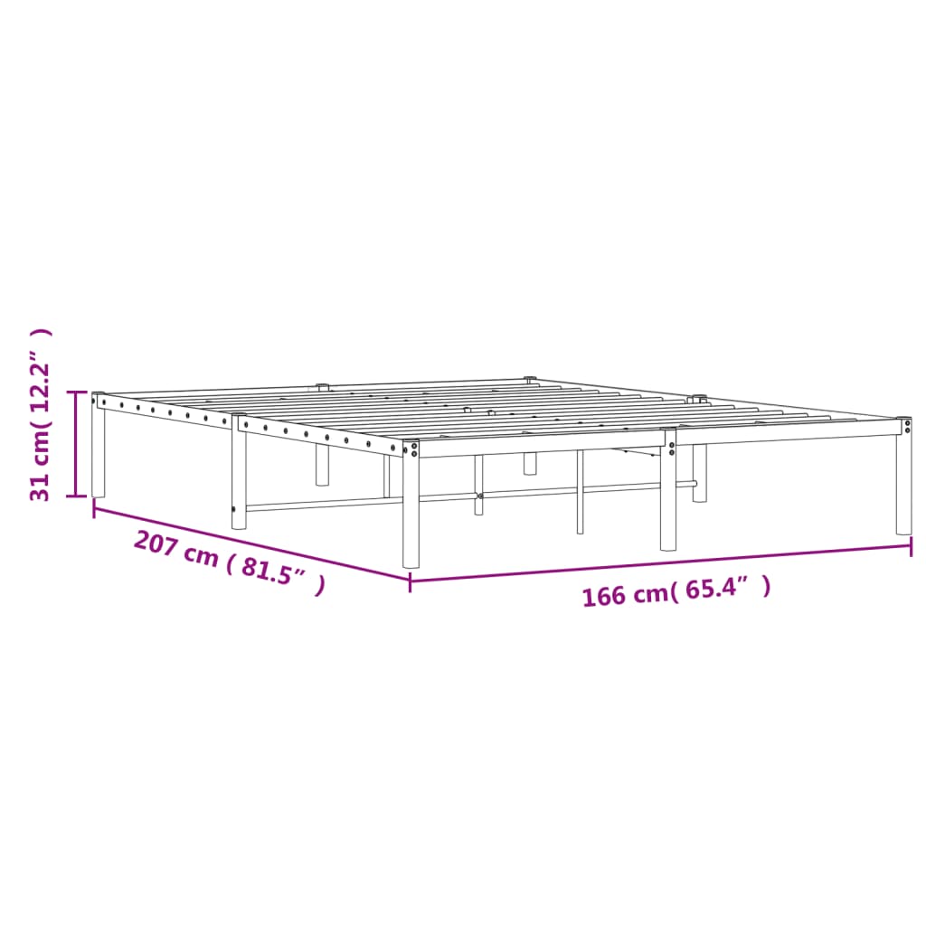 Metal Bed Frame without Mattress White 160x200cm