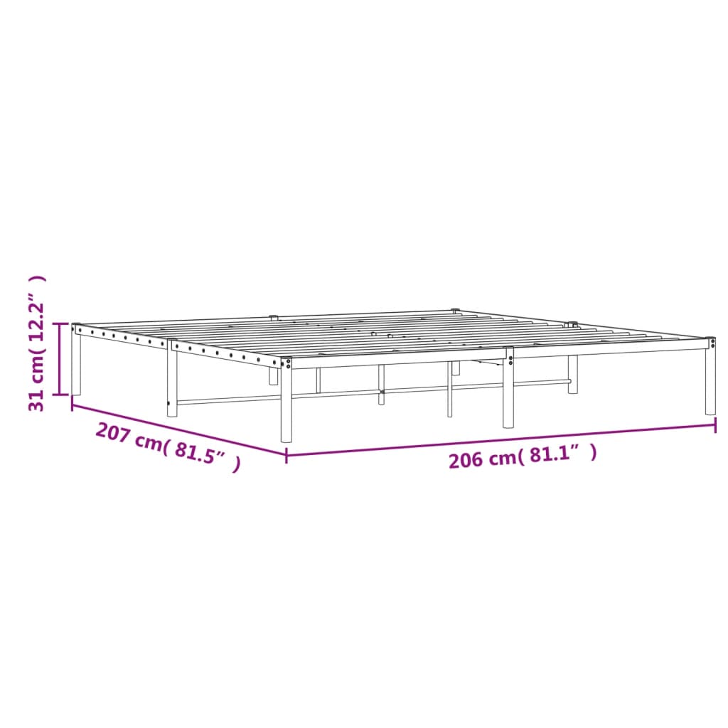 Metal Bed Frame without Mattress White 200x200cm