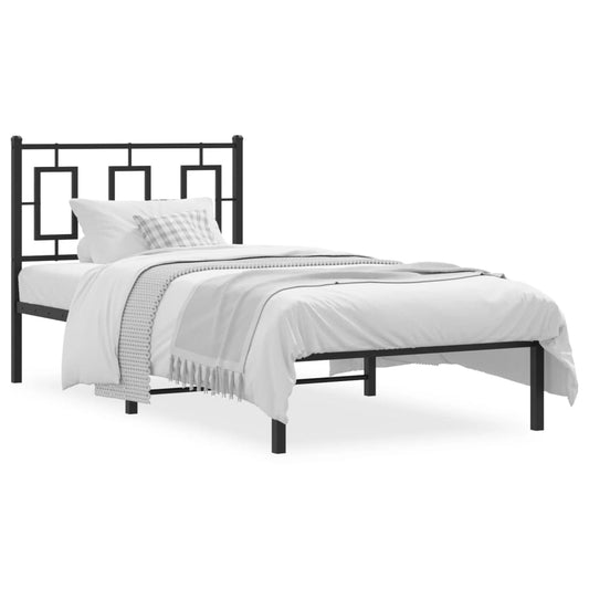 Metal Bed Frame without Mattress with Headboard Black 90x190cm Metal Bed Frame without Mattress with Headboard Black 90x190cm