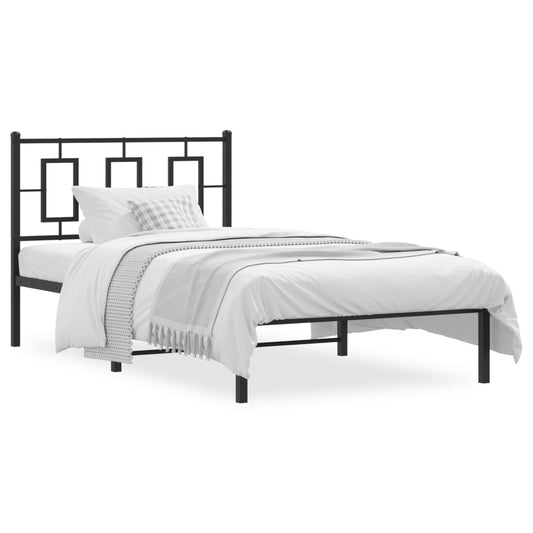 Metal Bed Frame without Mattress with Headboard Black 100x200cm Metal Bed Frame without Mattress with Headboard Black 100x200cm