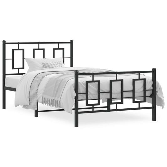 Metal Bed Frame without Mattress with Footboard Black 100x200cm Metal Bed Frame without Mattress with Footboard Black 100x200cm