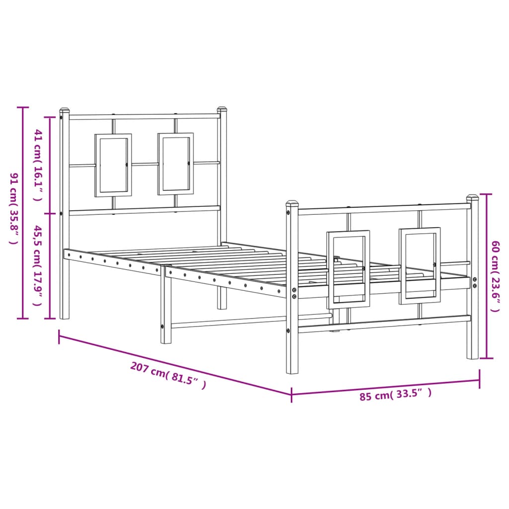 Bed Frame | White | Powder-coated steel | Single | Bed Frame
