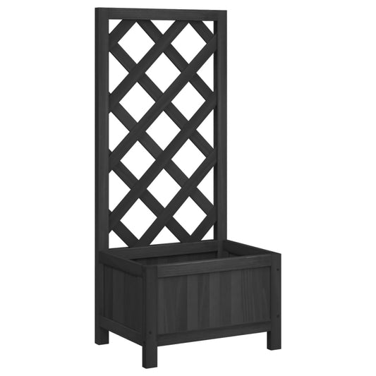 Planter with Trellis Black Solid Wood Fir Planter with Trellis Black Solid Wood Fir