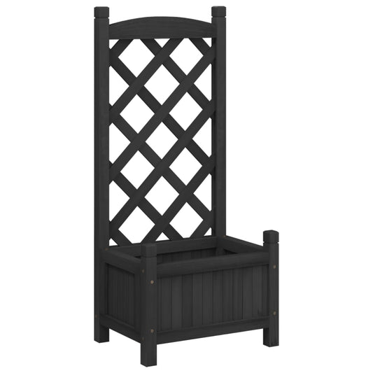 Planter with Trellis Black Solid Wood Fir Planter with Trellis Black Solid Wood Fir