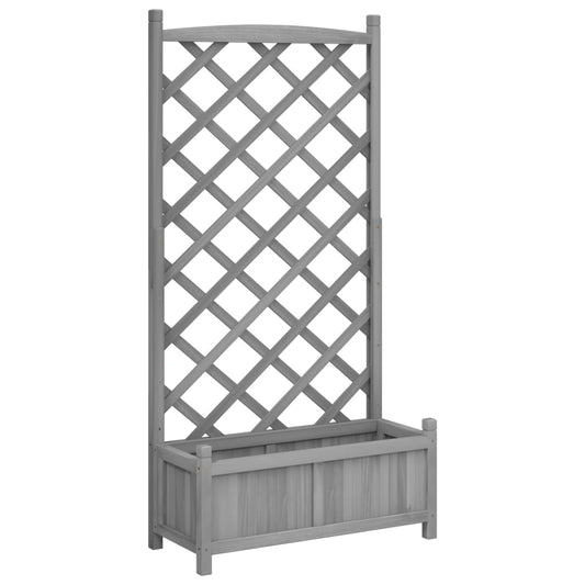 Planter with Trellis Grey Solid Wood Fir Planter with Trellis Grey Solid Wood Fir