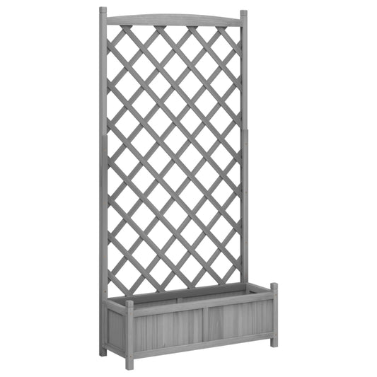 Planter with Trellis Grey Solid Wood Fir Planter with Trellis Grey Solid Wood Fir