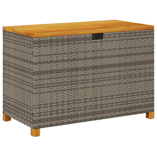 Garden Storage Box Grey 110x55x63 cm Poly Rattan Acacia Wood Garden Storage Box Grey 110x55x63 cm Poly Rattan Acacia Wood