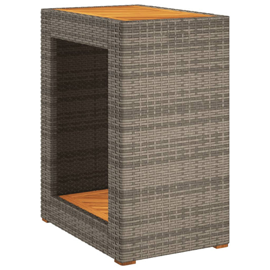 Garden Side Table with Wooden Top Grey 60x40x75 cm Poly Rattan Garden Side Table with Wooden Top Grey 60x40x75 cm Poly Rattan