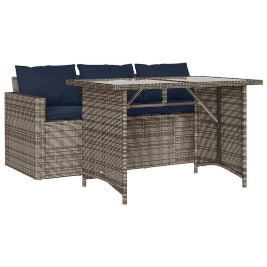 2 Piece Garden Dining Set with Cushions Grey Poly Rattan 2 Piece Garden Dining Set with Cushions Grey Poly Rattan