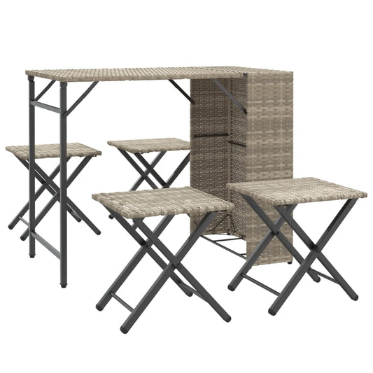 5 Piece Garden Dining Set Foldable Light Grey Poly Rattan 5 Piece Garden Dining Set Foldable Light Grey Poly Rattan