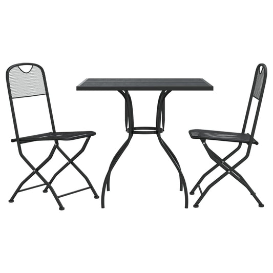 3 Piece Garden Dining Set Anthracite Metal Mesh 3 Piece Garden Dining Set Anthracite Metal Mesh