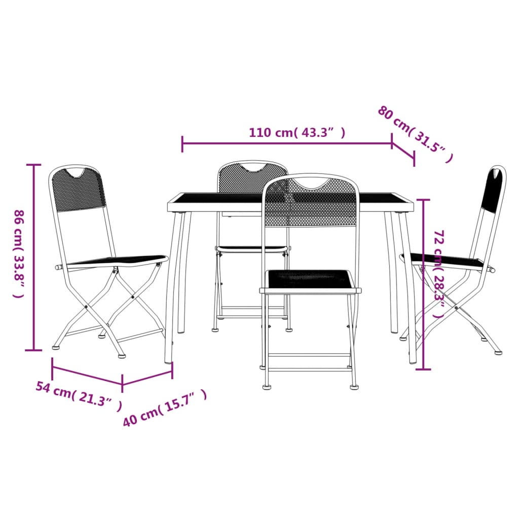 Garden Dining Set | Anthracite | Expanded metal mesh with e-coating