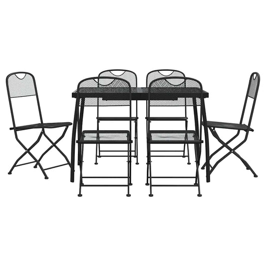 7 Piece Garden Dining Set Anthracite Metal Mesh 7 Piece Garden Dining Set Anthracite Metal Mesh