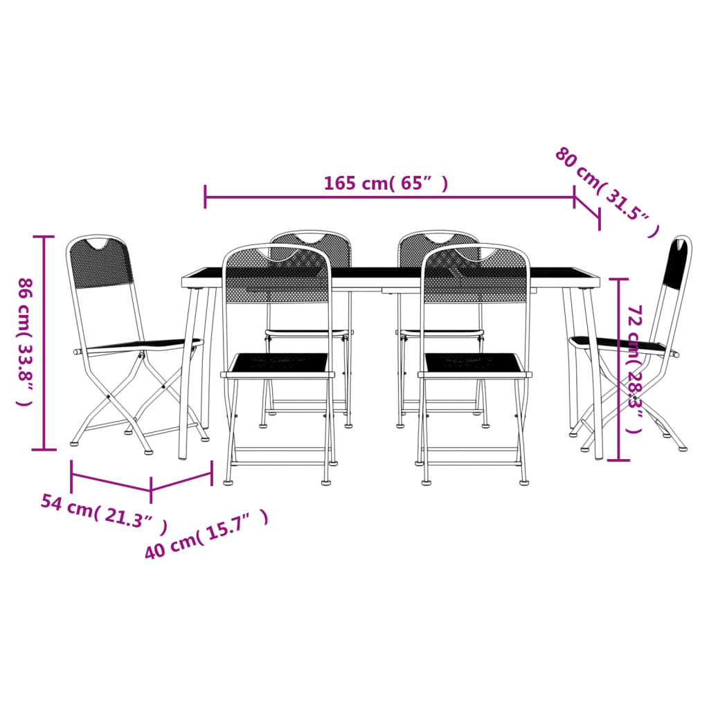 Garden Dining Set | Anthracite | Metal Mesh | Foldable
