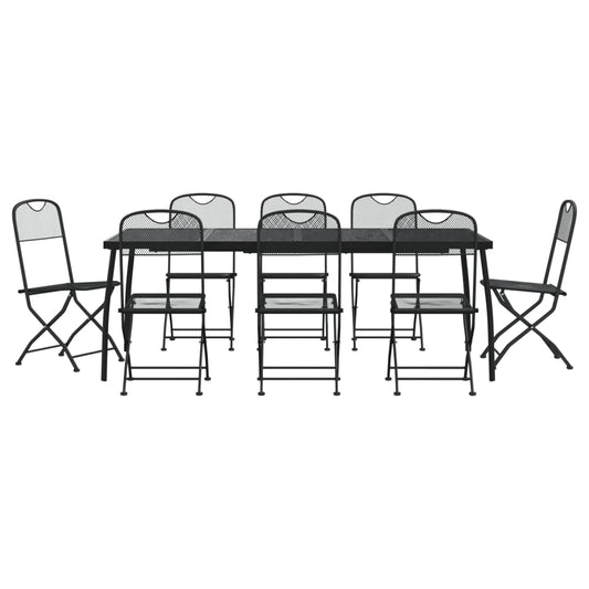 Garden Dining Set | Anthracite | Metal mesh | 9 Piece Set | Collapsible Garden Dining Set | Anthracite | Metal mesh | 9 Piece Set | Collapsible