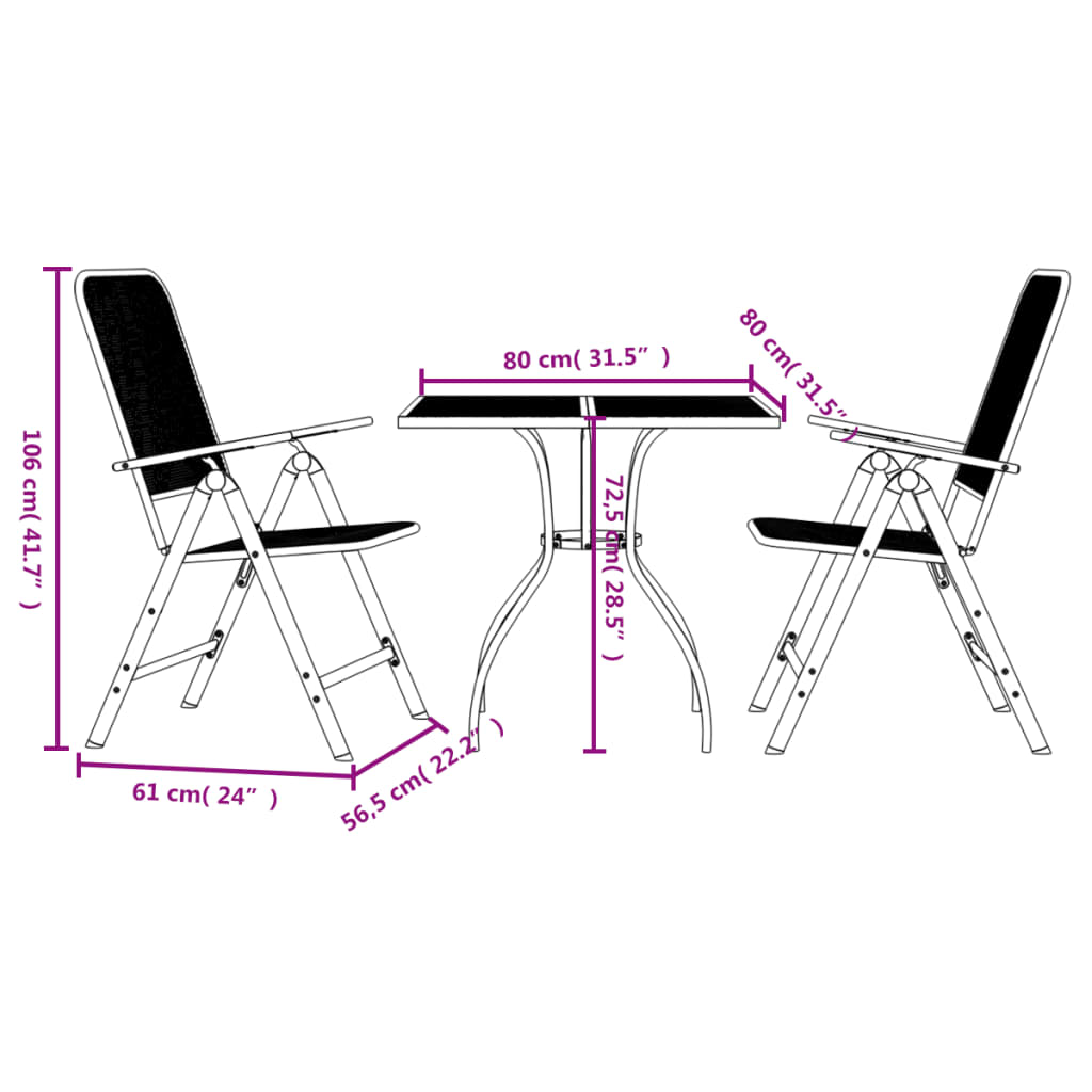Garden Dining Set | Anthracite | Metal Mesh | Medium | Foldable