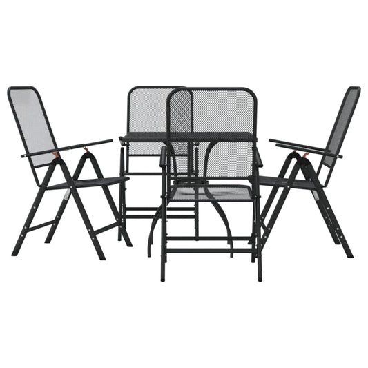 Garden Dining Set | Anthracite | Metal Mesh | 5 Piece Set | Foldable Garden Dining Set | Anthracite | Metal Mesh | 5 Piece Set | Foldable