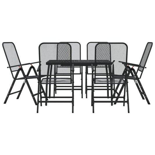 Garden Dining Set | Anthracite | Metal Mesh | Large | Foldable Garden Dining Set | Anthracite | Metal Mesh | Large | Foldable