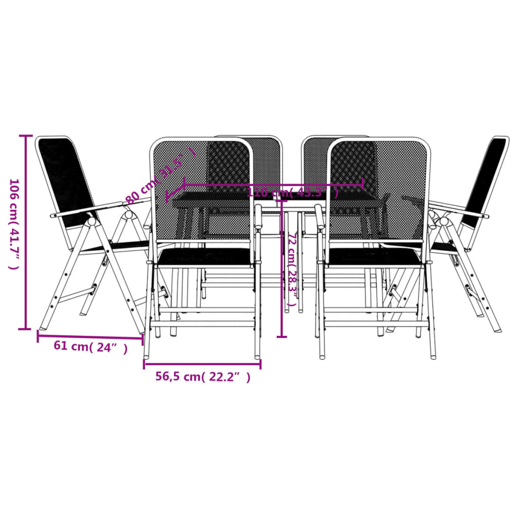 Garden Dining Set | Anthracite | Metal Mesh | Large | Foldable