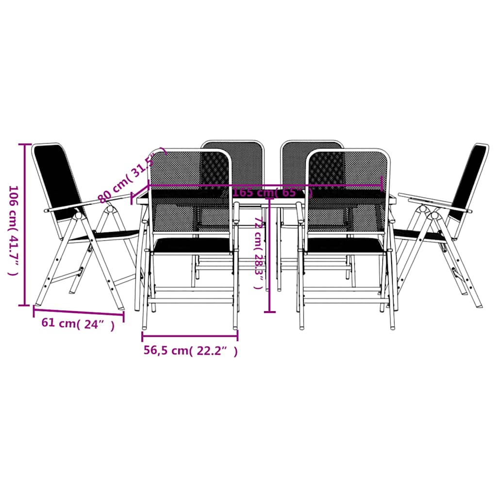 Garden Dining Set | Anthracite | Metal | Standard | Foldable