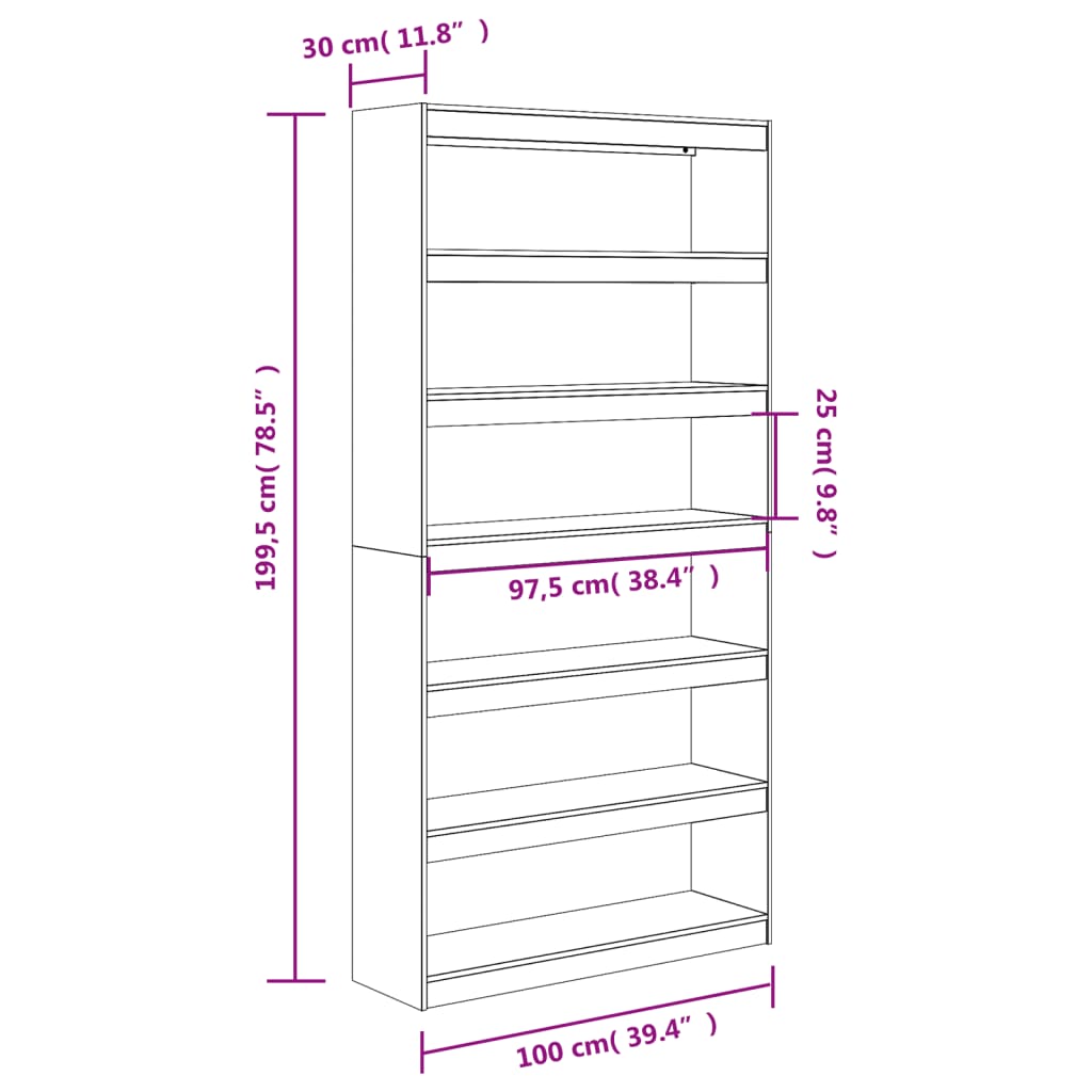 Book Cabinet/Room Divider 100x30x199,5 cm Solid Wood Pine