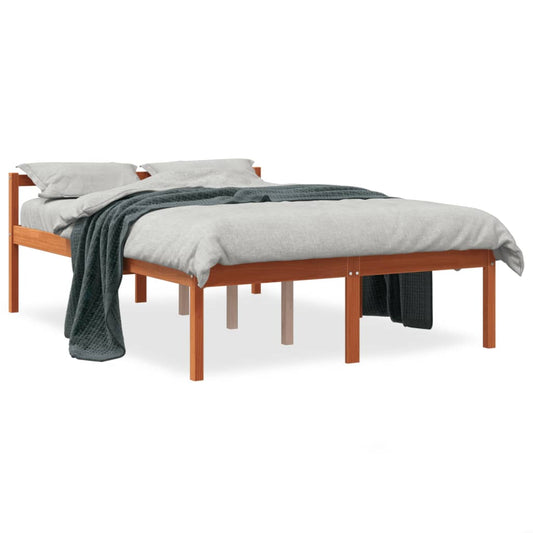 Senior Bed without Mattress Wax Brown 135x190cm Solid Wood Pine Senior Bed without Mattress Wax Brown 135x190cm Solid Wood Pine