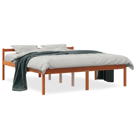 Senior Bed without Mattress Wax Brown 150x200 cm King Size Solid Wood Pine Senior Bed without Mattress Wax Brown 150x200 cm King Size Solid Wood Pine