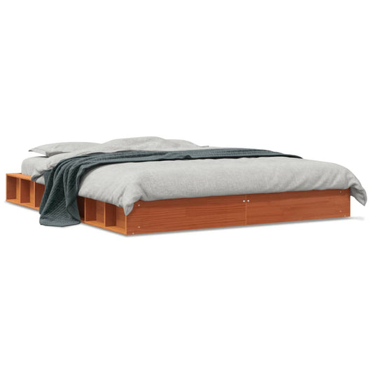 Bed Frame without Mattress Wax Brown 150x200 cm King Size Solid Wood Pine Bed Frame without Mattress Wax Brown 150x200 cm King Size Solid Wood Pine