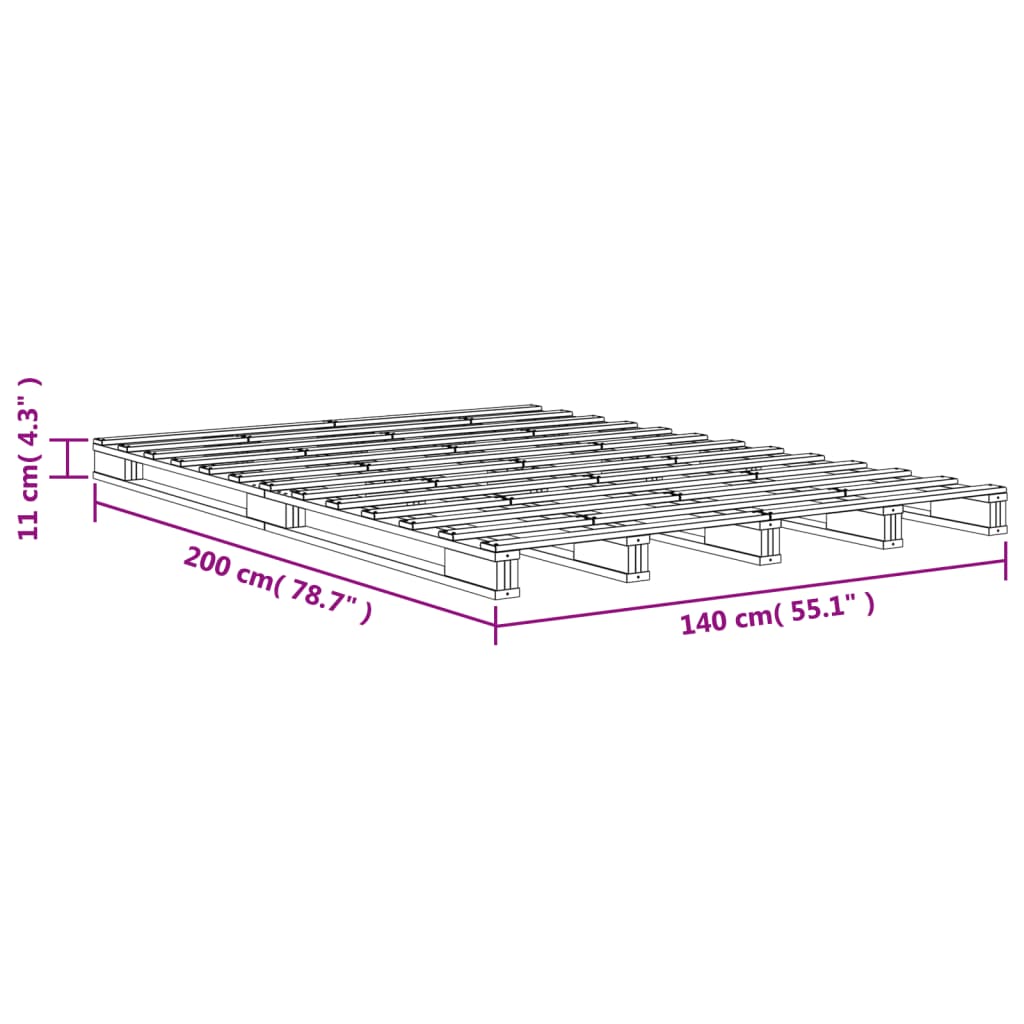 Pallet Bed without Mattress Wax Brown 140x200cm Solid Wood Pine